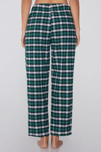 Green Printed Flannel Cotton Pyjama Bottoms, 5701_909Y, medium