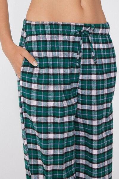 Green Printed Flannel Cotton Pyjama Bottoms, 5701_909Y, large image number 3