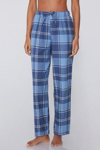 Blue Printed Flannel Cotton Pyjama Bottoms, 5701_916Y, medium