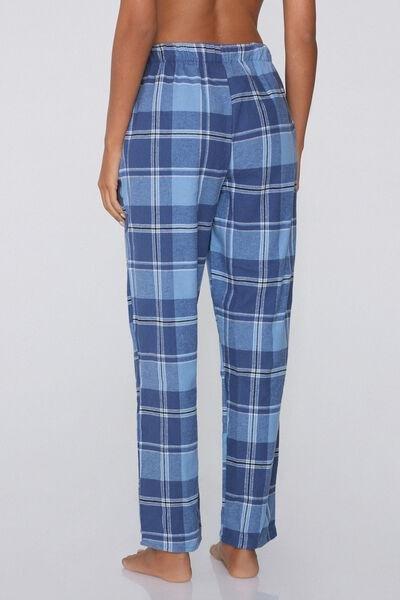 Blue Printed Flannel Cotton Pyjama Bottoms, 5701_916Y, medium