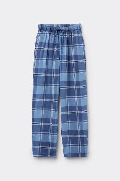 Blue Printed Flannel Cotton Pyjama Bottoms, 5701_916Y, large image number 4