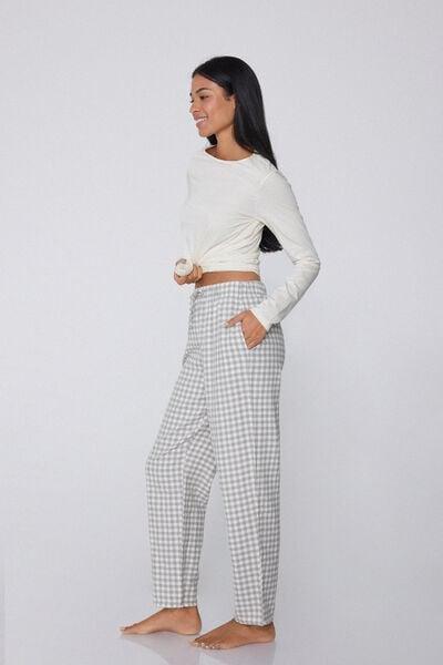 Grey Printed Flannel Cotton Pyjama Bottoms, 5701_962Y, large image number 1