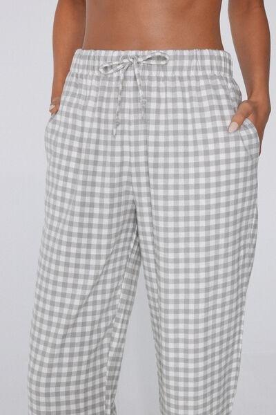 Grey Printed Flannel Cotton Pyjama Bottoms, 5701_962Y, large image number 3