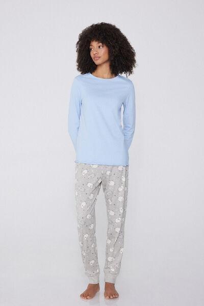 Grey Printed Drawstring Trousers, , large image number 1