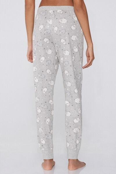 Grey Printed Drawstring Trousers, , large image number 2