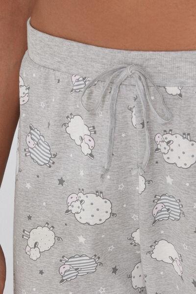 Grey Printed Drawstring Trousers, , large image number 3