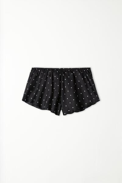 Tezenis - Black Printed Satin Rolled Hem Shorts