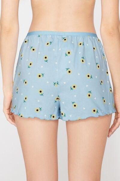 Blue Printed Cotton Shorts, 5701_313Z, large image number 2