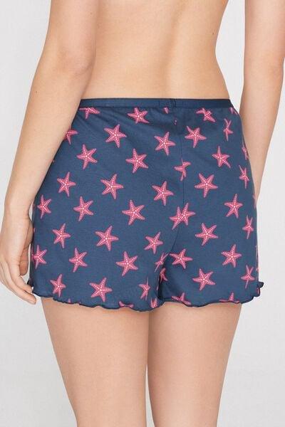 Navy Rolled Hem Printed Cotton Shorts, 5701_324Z, large image number 2