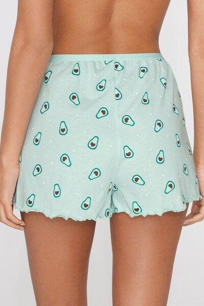 Green Printed Cotton Shorts, 5701_329Z, medium