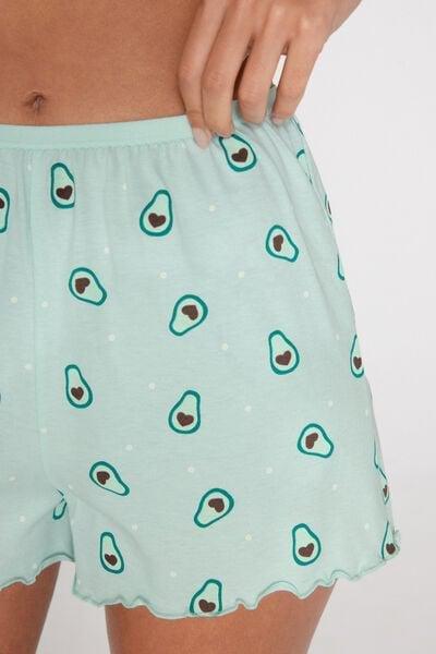 Green Printed Cotton Shorts, 5701_329Z, large image number 3