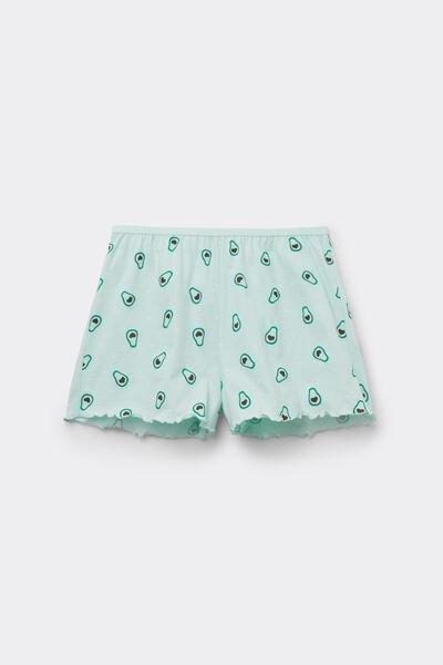 Green Printed Cotton Shorts, 5701_329Z, large image number 4