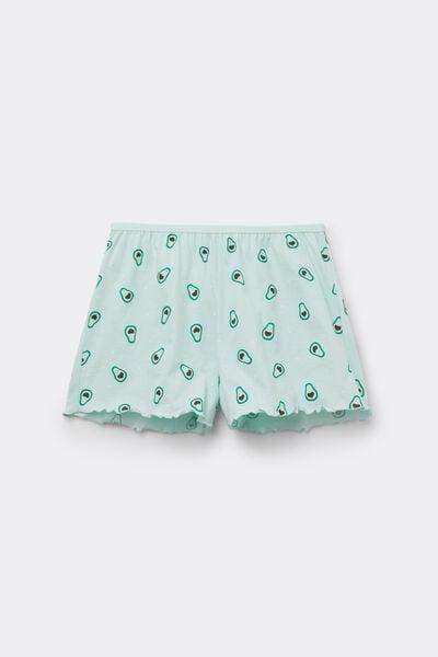 Green Printed Cotton Shorts, 5701_329Z, large image number 4