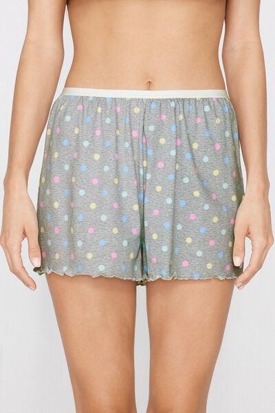 Grey Printed Cotton Shorts, 5701_334Z, large image number 1