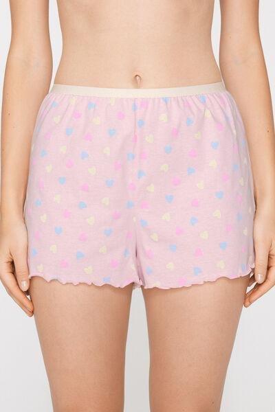 Pink Printed Cotton Shorts, 5701_342Z, large image number 1
