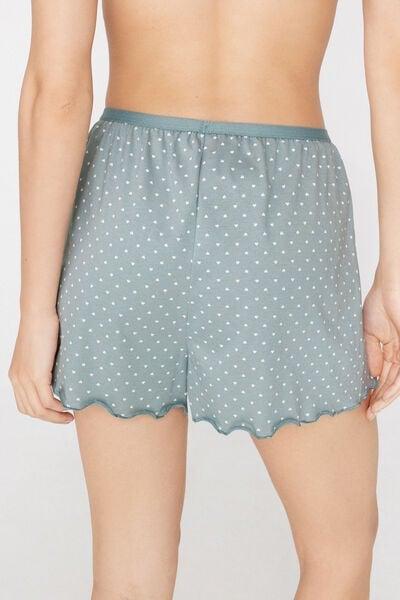 Green Check Printed Rolled Hem Cotton Shorts, 5701_528Z, medium