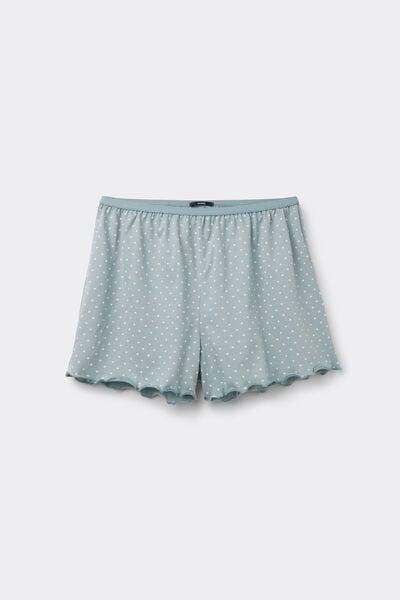 Green Check Printed Rolled Hem Cotton Shorts, 5701_528Z, large image number 4