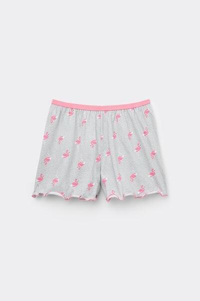 Grey Rolled Hem Printed Shorts, , large image number 4