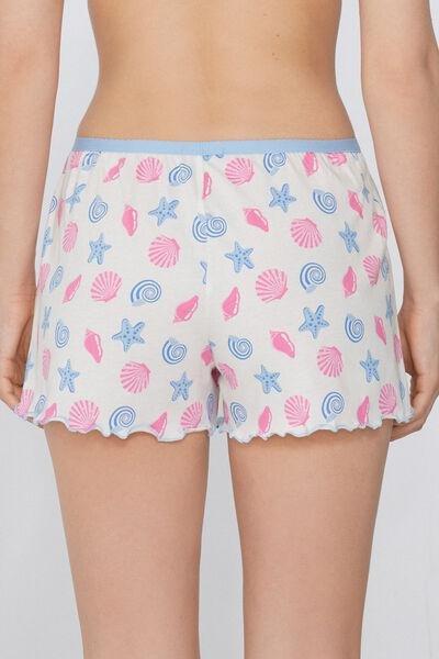 White Rolled Hem Printed Shorts, , large image number 2
