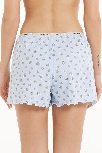 Blue Printed Cotton Shorts, , large image number 2