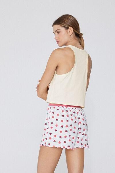 Pink Printed Shorts, 5701_586W, large image number 0