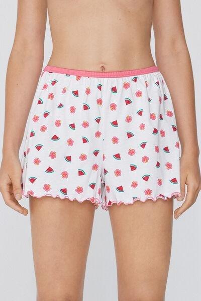 Pink Printed Shorts, 5701_586W, large image number 1