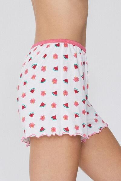 Pink Printed Shorts, 5701_586W, large image number 3