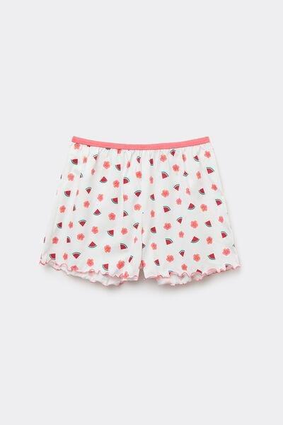 Pink Printed Shorts, 5701_586W, large image number 4