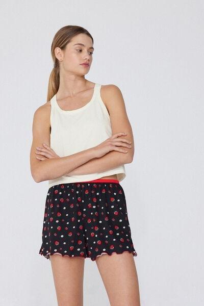 Black Printed Shorts, 5701_592W, large image number 0