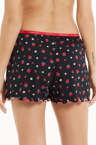 Black Printed Cotton Shorts, , large image number 2