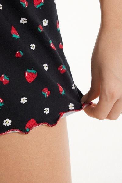 Black Printed Cotton Shorts, , large image number 3