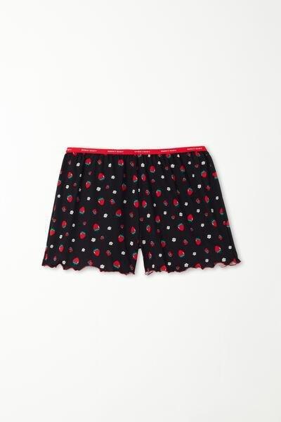 Black Printed Cotton Shorts, , large image number 4