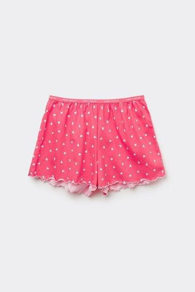 Pink Printed Cotton Shorts, 5701_595W, large image number 4