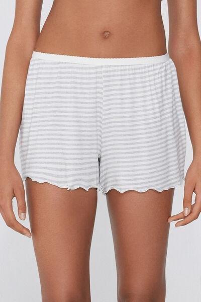 Grey Rolled Hem Printed Shorts, , large image number 0