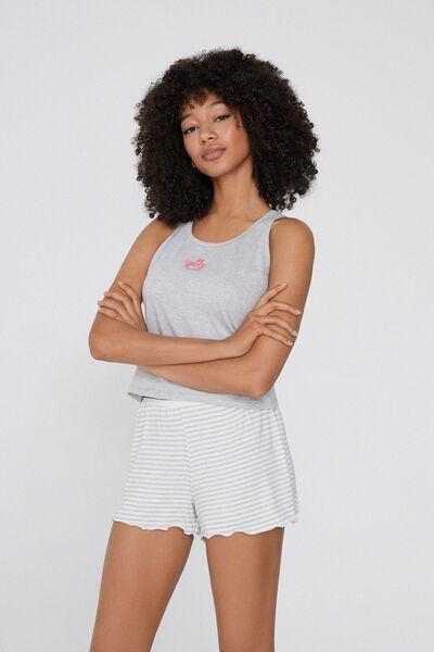 Grey Rolled Hem Printed Shorts, , large image number 1