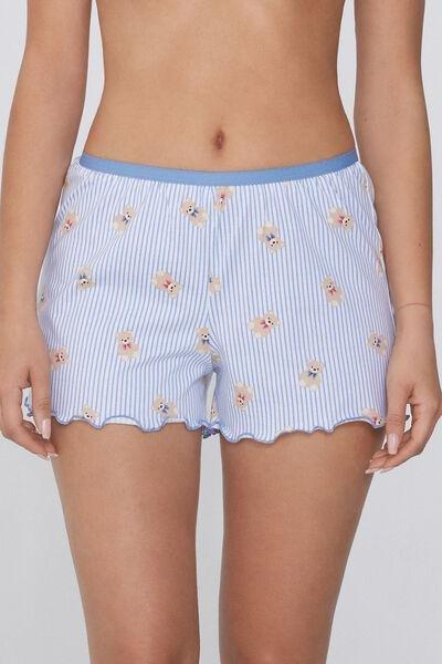 Blue Printed Shorts, , large image number 0