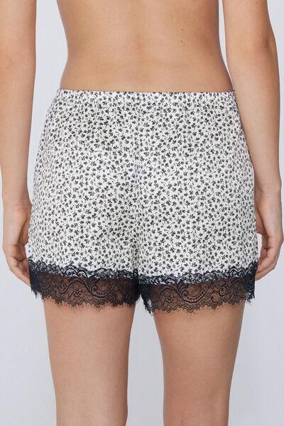 Multicolour Printed Satin And Lace Shorts, , large image number 2