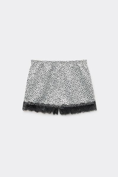 Multicolour Printed Satin And Lace Shorts, , large image number 4
