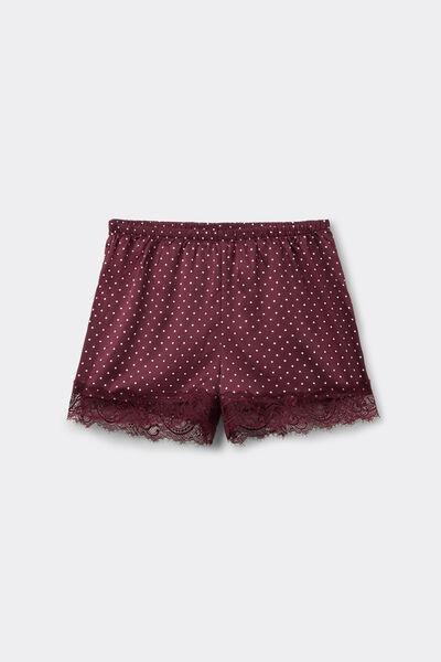 Black Polka Dot Print Satin And Lace Shorts, 5701_583Z, large image number 4