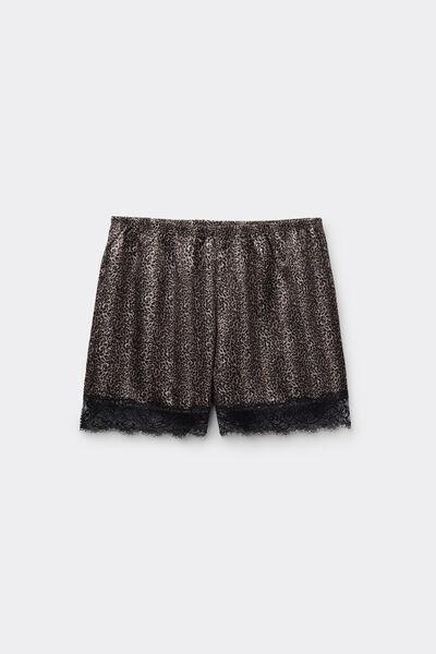 Multicolour Printed Satin And Lace Shorts, , large image number 4