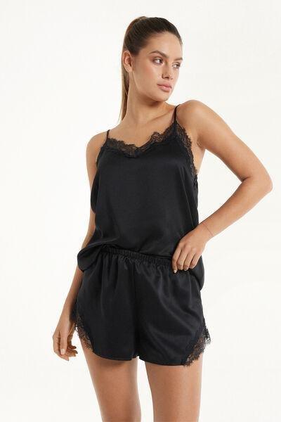 Black Elastic Waist Shorts, , large image number 1