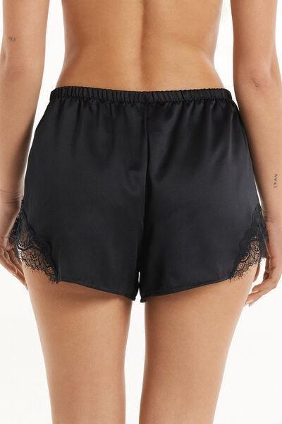Black Elastic Waist Shorts, , large image number 2