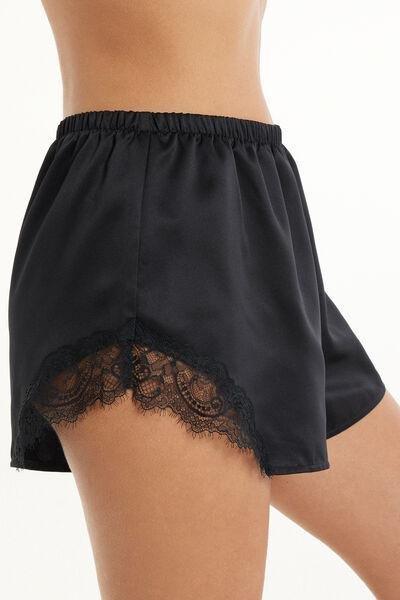 Black Elastic Waist Shorts, , large image number 3