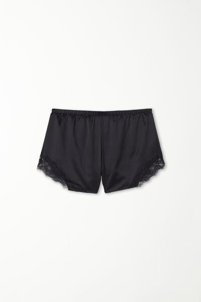 Black Elastic Waist Shorts, , large image number 4