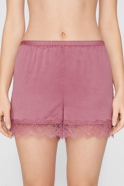 Pink Satin And Lace Shorts, 5701_179Z, large image number 1