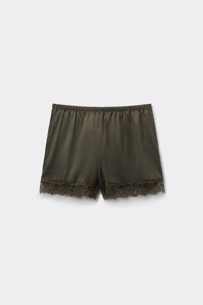 Green Satin And Lace Shorts, 5701_226Z, large image number 4