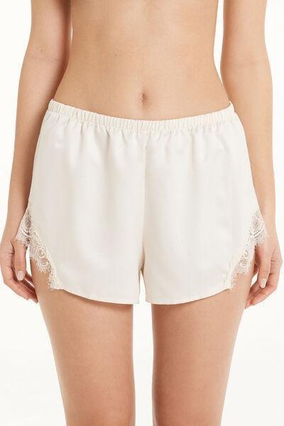 White Elastic Waist Shorts, , large image number 0