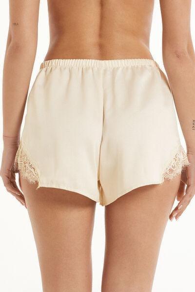 White Elastic Waist Shorts, , large image number 2