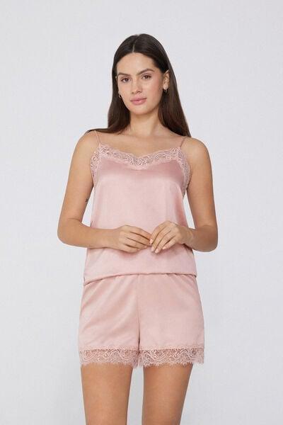 Pink Satin And Lace Shorts, 5701_313Y, large image number 0