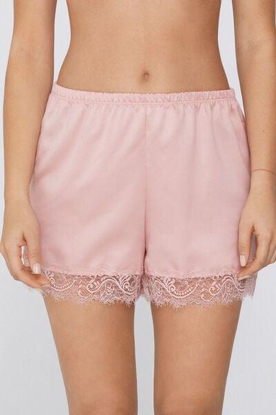 Pink Satin And Lace Shorts, 5701_313Y, large image number 1